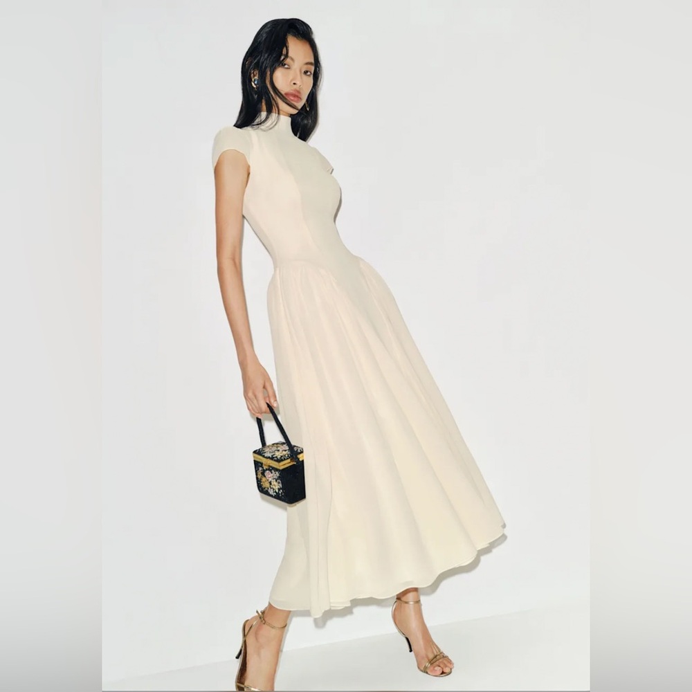 Reformation Cream Midi Dress